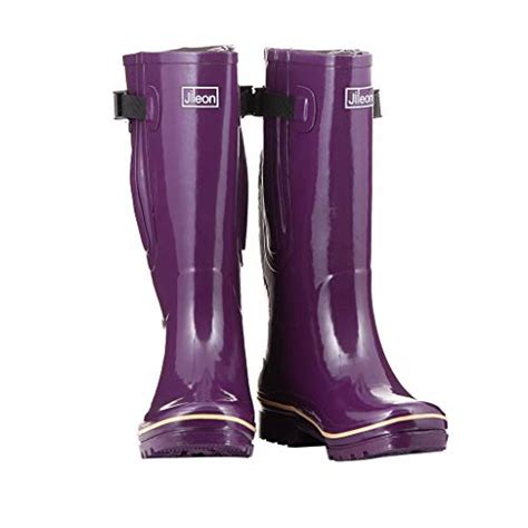 Super Wide Calf Wellington Boots For Women Purple Ladies Wellies