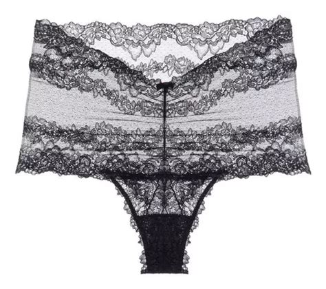 Calcinha Hot Pant Fio Dental Renda Première Signature Preto Parcelamento sem juros