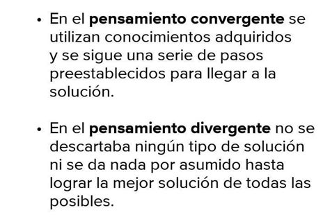 Ejemplos De Pensamiento Convergente Y Divergente Brainly Lat