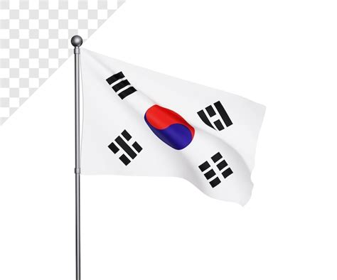 Ilustração da bandeira 3d da coreia do sul PSD Premium