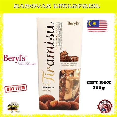 Beryl S Tiramisu Almond Milk Chocolate 200g Box 34pcs Coklat Beryl S