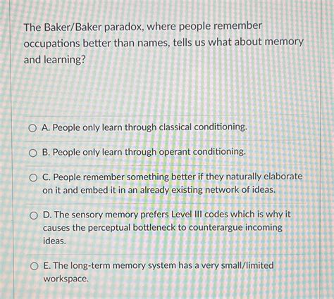 (Solved) - The Baker/Baker paradox, where people remember occupations