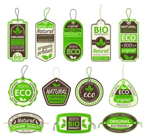 Conjunto de rótulo de produto ecológico Vetor Premium Rotulos de