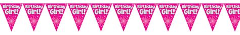 Birthday Girl Pink Holographic Foil Pennant Bunting 3 9m Partyrama