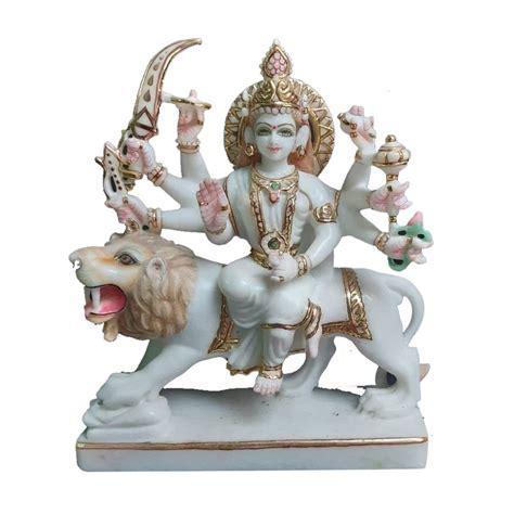 Hindu Painted Marble Durga Maa Statue For Worship Size 36 Inch At Rs