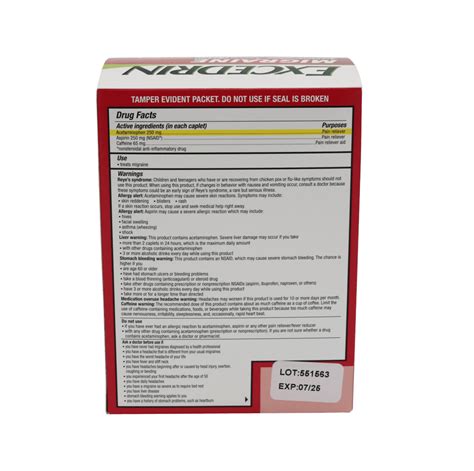 Excedrin Migraine 30 Packet Box First Aid Supplies Online