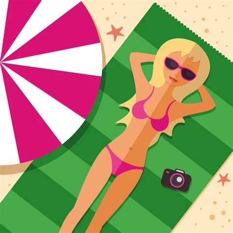 Woman In Bikini On Beach Over Sexy Girl In Swimsuit Summer Sea Stock Vector Image By ©subjob