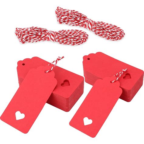 Set Da Etichette Rosse Bigliettini Carta Kraft