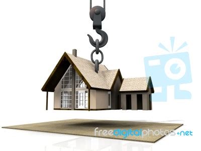 Crane Lifting A House Stock Image - Royalty Free Image ID 10088116