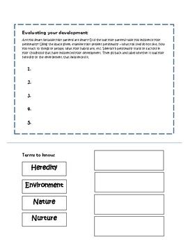 Child Development Nature vs. Nurture Activity by Megan Saunders | TpT