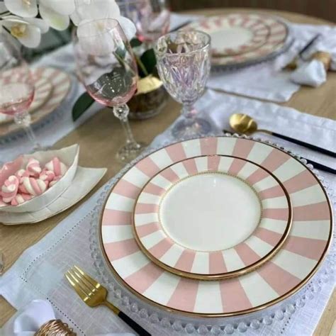 Prato Raso Pink Strip Alleanza Porcelana