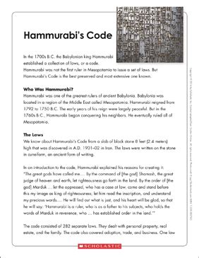 Hammurabis Code Text Organizer Printable Graphic Organizers