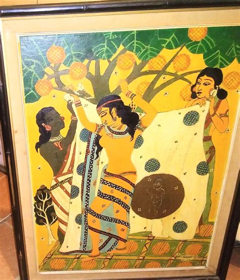 Help With Artist Of Hindu Painting Nude Woman Being Wrapped In A Fertility Blanket Antiques