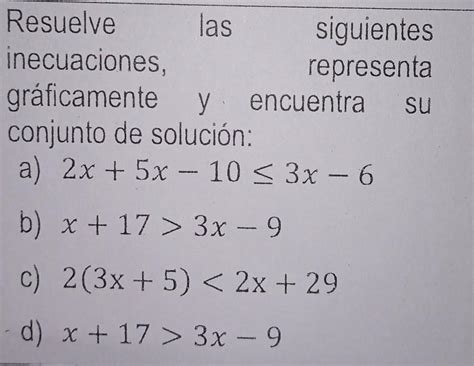 Resuelve Las Siguientes Inecuaciones Representa Gr Ficamente Y