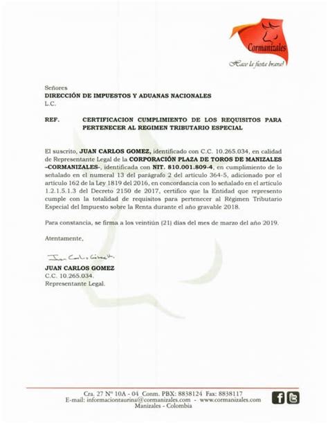 Certificación De Requisitos Del Representante Legal Pdf