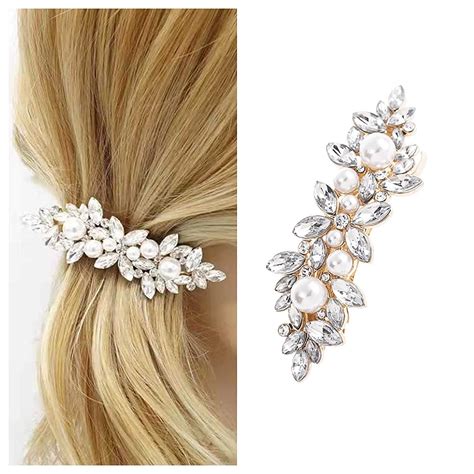 Crystal Pearl Hair Clip Sparkly Rhinestone Hair Clip Pin Gold Crystal