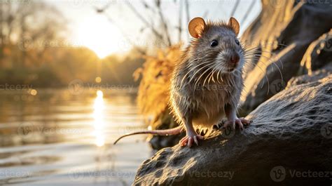 Close-up photo of a Rat looking in their habitat. Generative AI ...