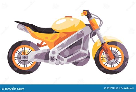 Yellow Motorcycle Touring Street Racing Naked Style Motorbike Stock Vector Illustration Of
