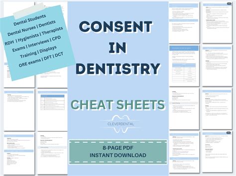 8 Page Dentistry Consent Cheatsheet Pdf Consent In Dentistry Donwload Dental Consent Etsy