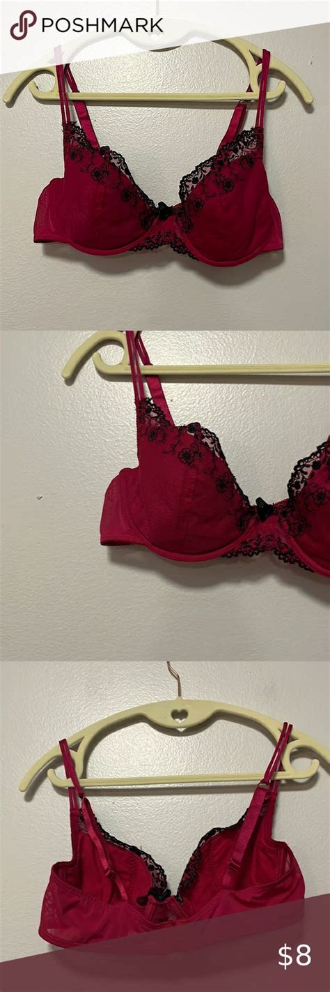 Red And Black Bra 34b Black Bra Bra Black