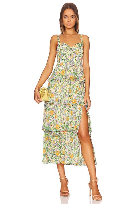 ASTR The Label Midsummer Dress In Green Orange Multi Floral REVOLVE