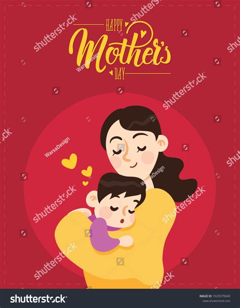 Happy Mothers Day Greeting Card Happy Stock Vector Royalty Free