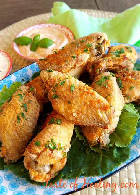 Crispy Oven Baked Chicken Wings With Dipping Sauces Taste Of Healing