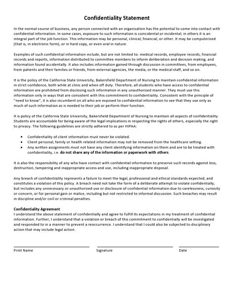 24 Simple Confidentiality Statement And Agreement Templates