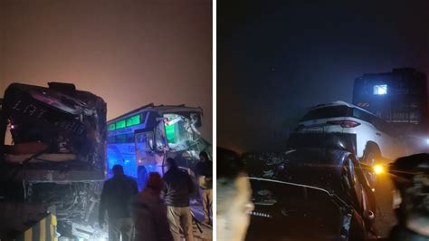 Agra Lucknow Expressway Accident One Dead Dozens Injured In Massive