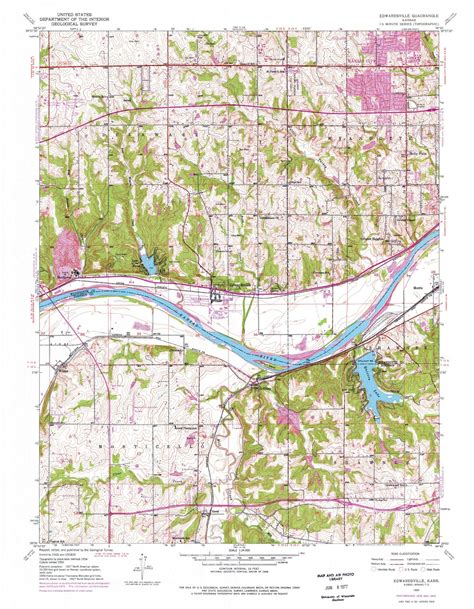 Classic Usgs Edwardsville Kansas 75x75 Topo Map Mytopo Map Store