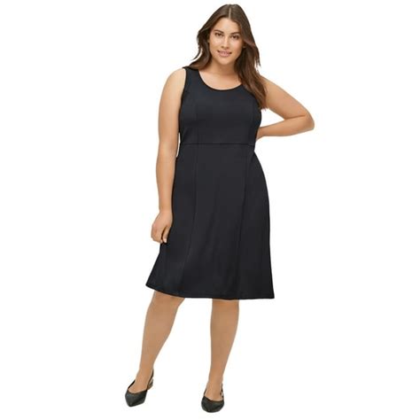 Ellos Ellos Womens Plus Size Fit And Flare Knit Dress 5x Black