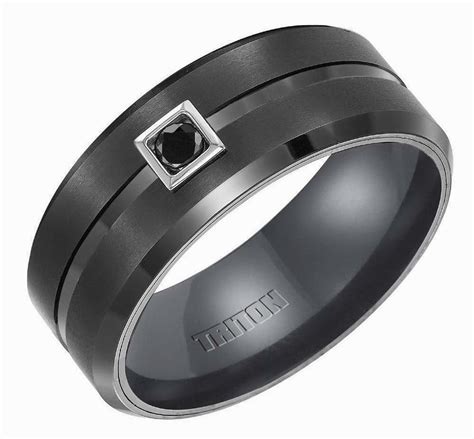 Triton Mens Black Wedding Rings Diamond Model