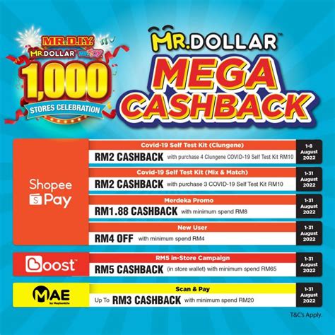 Mr Dollar Mega Cashback Promotion 1 Aug 2022 31 Aug 2022