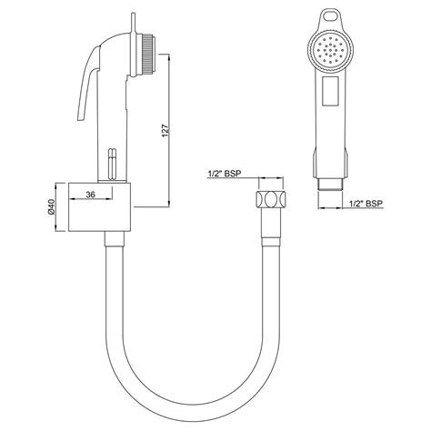 Black Finish Essco Health Faucet with 1.2Mtr Long PVC Tube