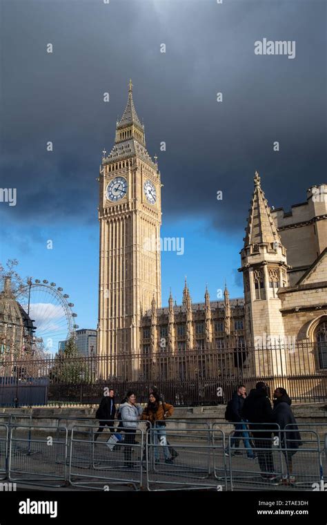 London, UK. 28th November, 2023. Storm clouds above Big Ben and the ...