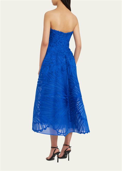 Monique Lhuillier Embroidered Strapless Cocktail Dress Bergdorf Goodman