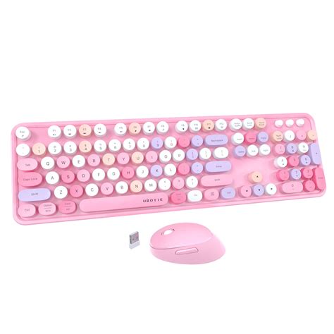 UBOTIE Colorful Computer Wireless Keyboard Mice Combo, Retro Typewriter ...