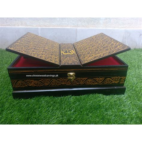 Wooden Quran E Pak Box With Attach Rehal Chiniot Wood Carvings