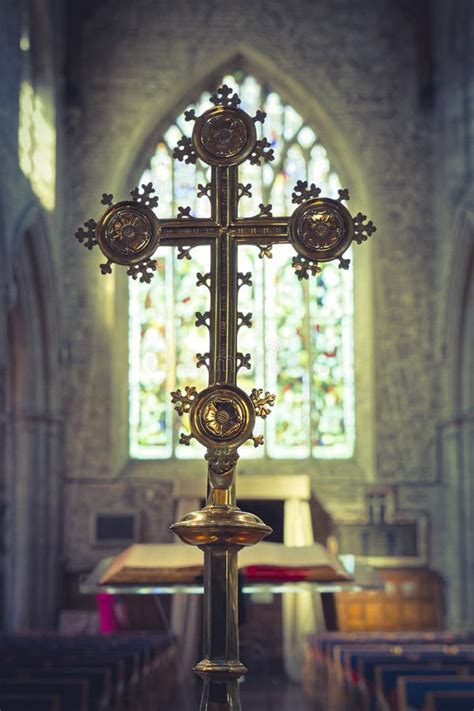 Catholic Cross In A Church Stock Photo Image Of Sepia Lamp 130577726