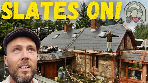 Irish Cottage Renovation Slates Go On And Keylite Roof Windows Youtube