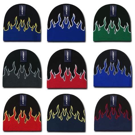 Decky Fire Flame Beanies Caps Hats Short Warm Winter Youth Boys Girls