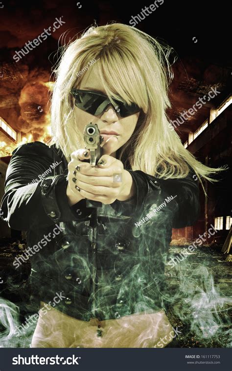 Beautiful Sexy Blonde Girl Gun Stock Photo 161117753 Shutterstock