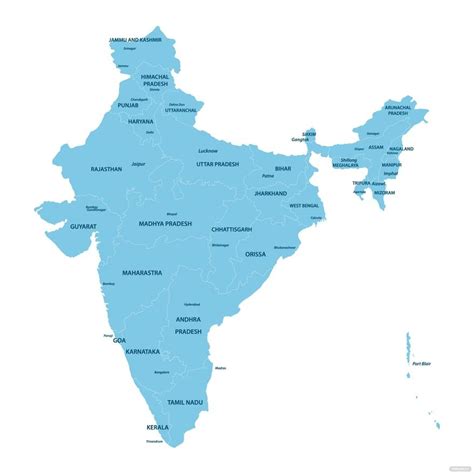 India Map Vector With States in Illustrator, SVG, JPG, EPS, PNG ...