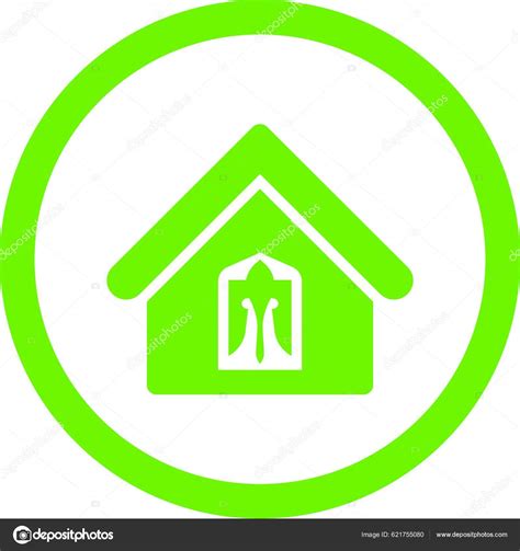 Home Flat Eco Green Color Rounded Vector Icon Stock Vector By YAY