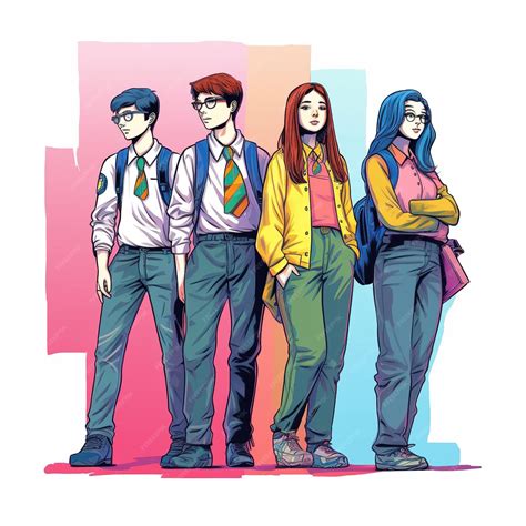 Premium AI Image | A drawing of a group of young people in front of a ...