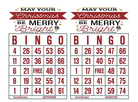 1200 Printable Bingo Cards 2 Per Page Large Christmas Bingo Game