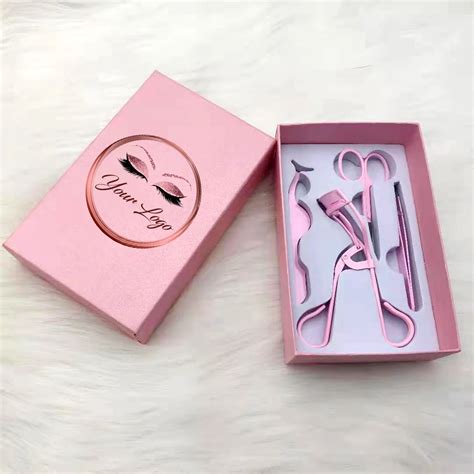 Private Label Stainless Steel Pink Box Eyelash Applicator Tweezers Lash