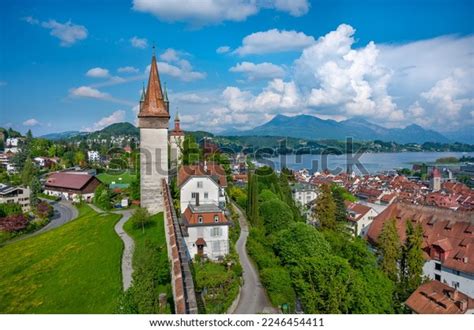 Luzern Old Town Wall Aerial View Stock Photo 2246454411 | Shutterstock