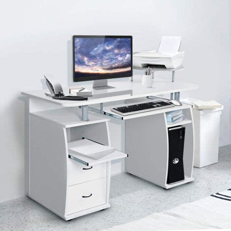 COSTWAY Bureau Informatique Table De Bureau En MDF Pour Ordinateur