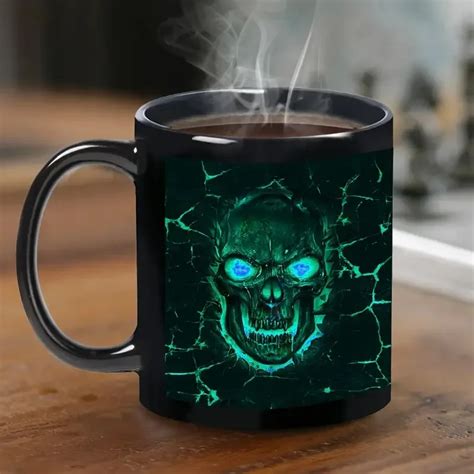 Cer Mica Cil Ndrica Caneca De Caf Cor Preta Esmalte Halloween X Caras